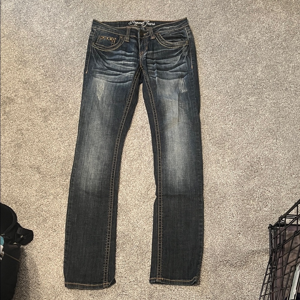 Elegant Dark Wash low rise Boot Cut Jeans